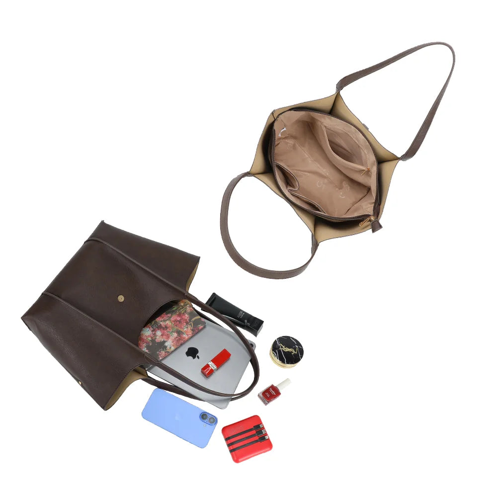 Intérieur du Verde café : grand compartiment avec poches pour ranger tous vos essentiels – réf. A-9450-1