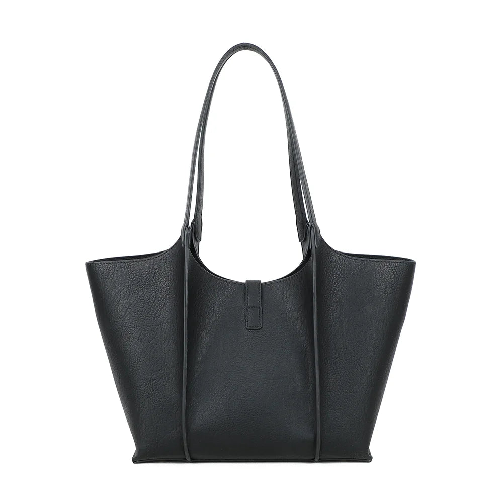 Dos du sac Verde noir : simili cuir grainé et passepoils verticaux ton sur ton – réf. A-9450-1
