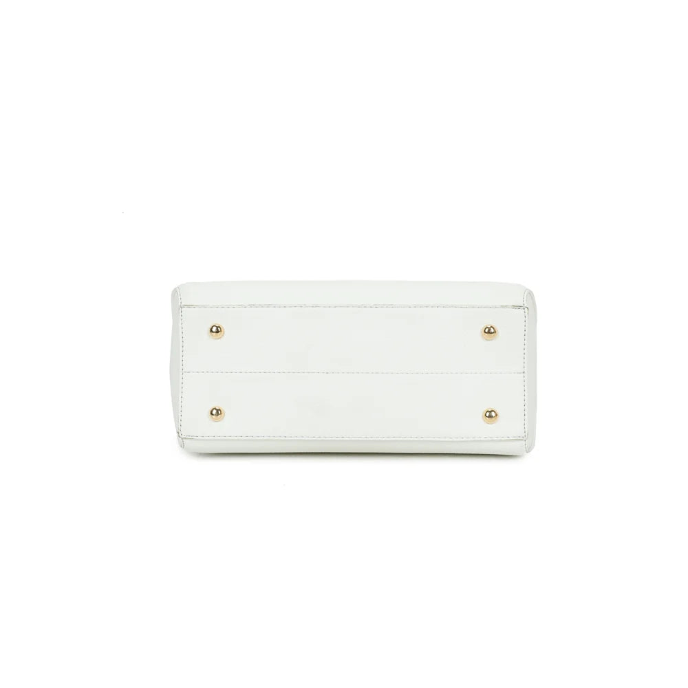 Dessous du Victoria Élégance blanc, fond structuré en simili cuir grainé qui tient la forme – réf. R-1992