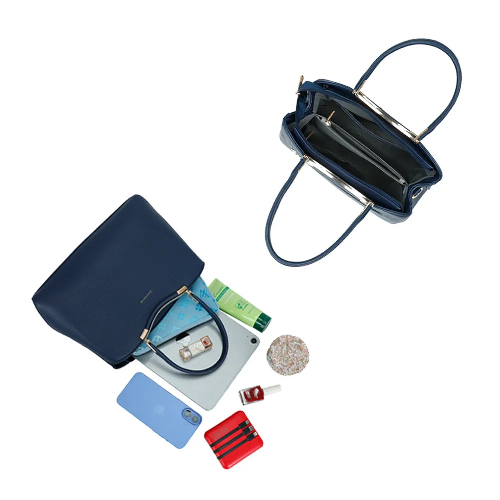 Intérieur du Victoria Élégance marine : compartiments et poche zippée pour ranger téléphone et essentiels – réf. R-1992