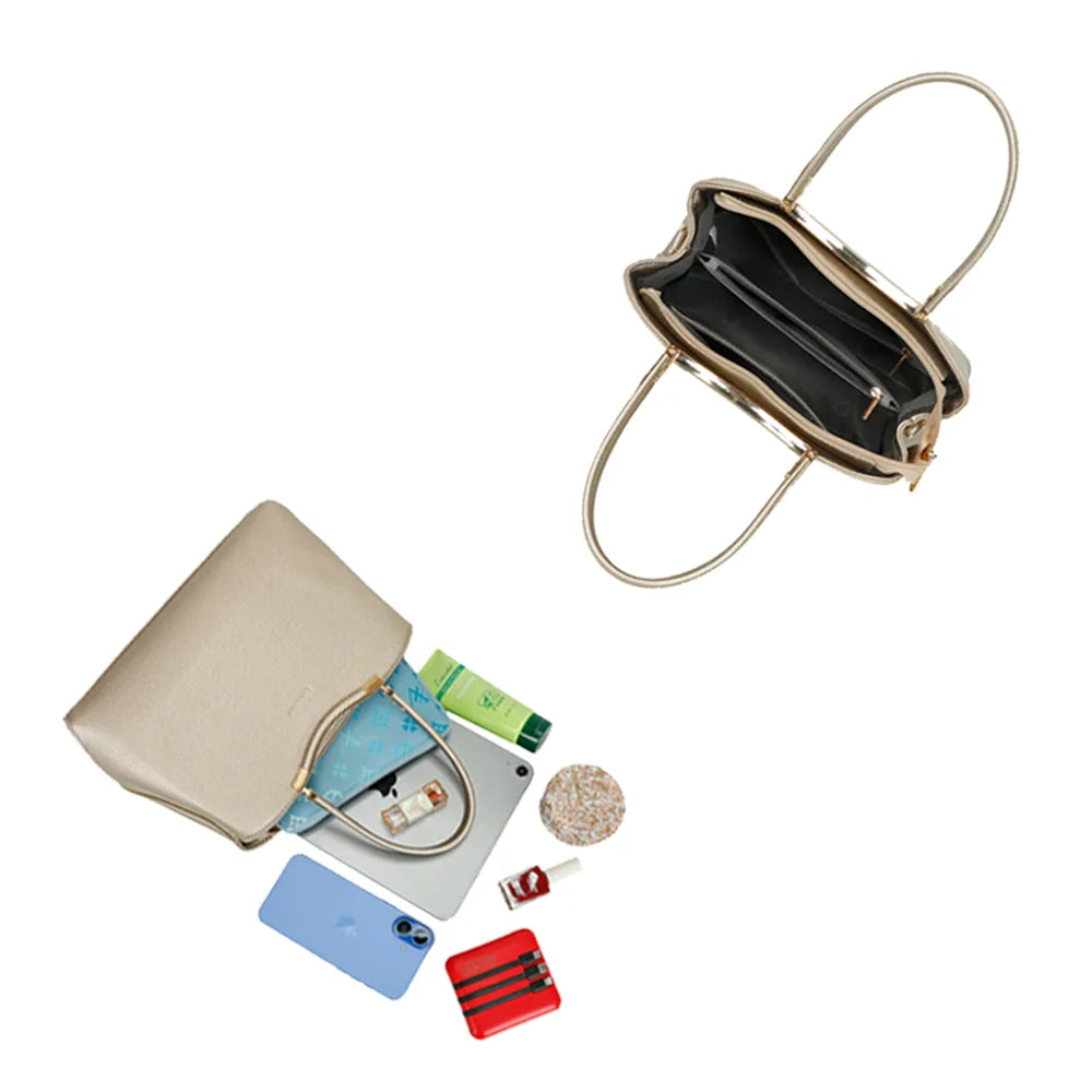 Intérieur du Victoria Élégance or : compartiments et poche zippée pour ranger téléphone et essentiels – réf. R-1992