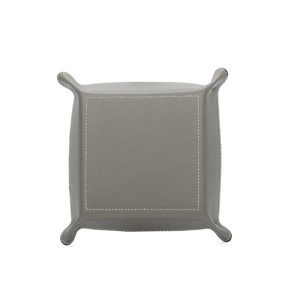 Vide-poche Vegan gris foncé vu de dos, extérieur coloré bordé d’un liseré noir – réf. R-1703