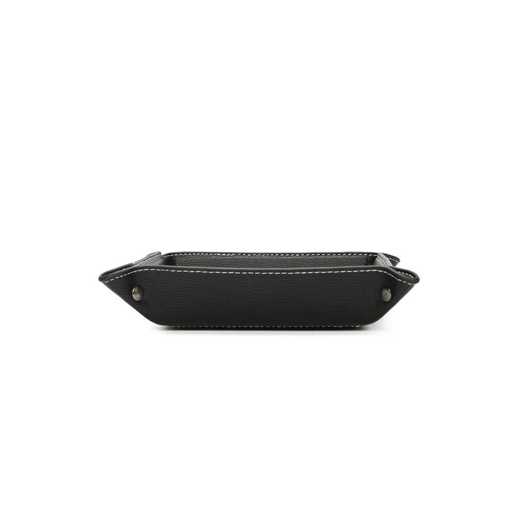 Dessous du vide-poche Vegan noir : base carrée et plate qui tient bien sur un bureau ou une console – réf. R-1703