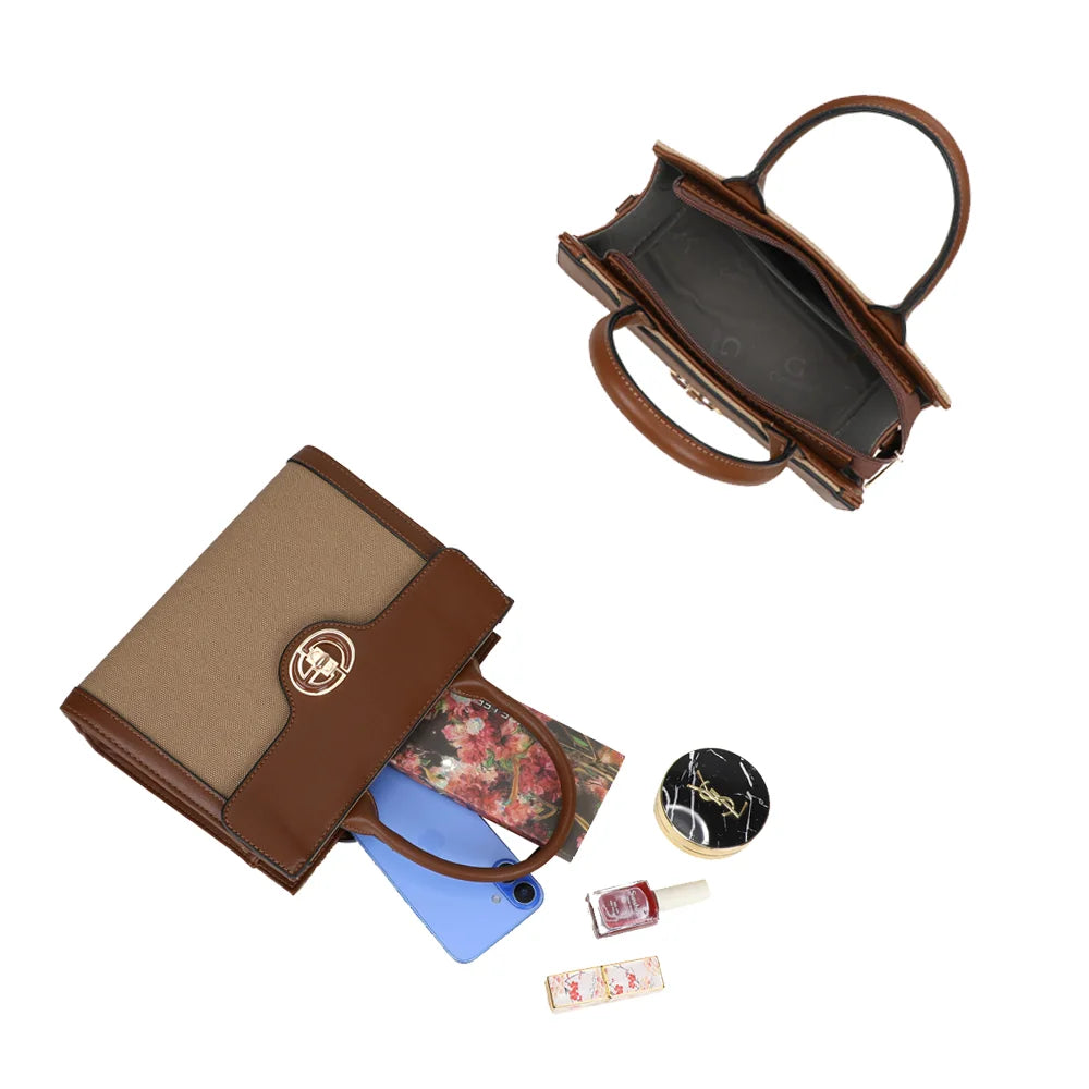 Intérieur du Vionna taupe foncé : compartiment zippé pour téléphone, carnet et beauté – réf. HY-5454