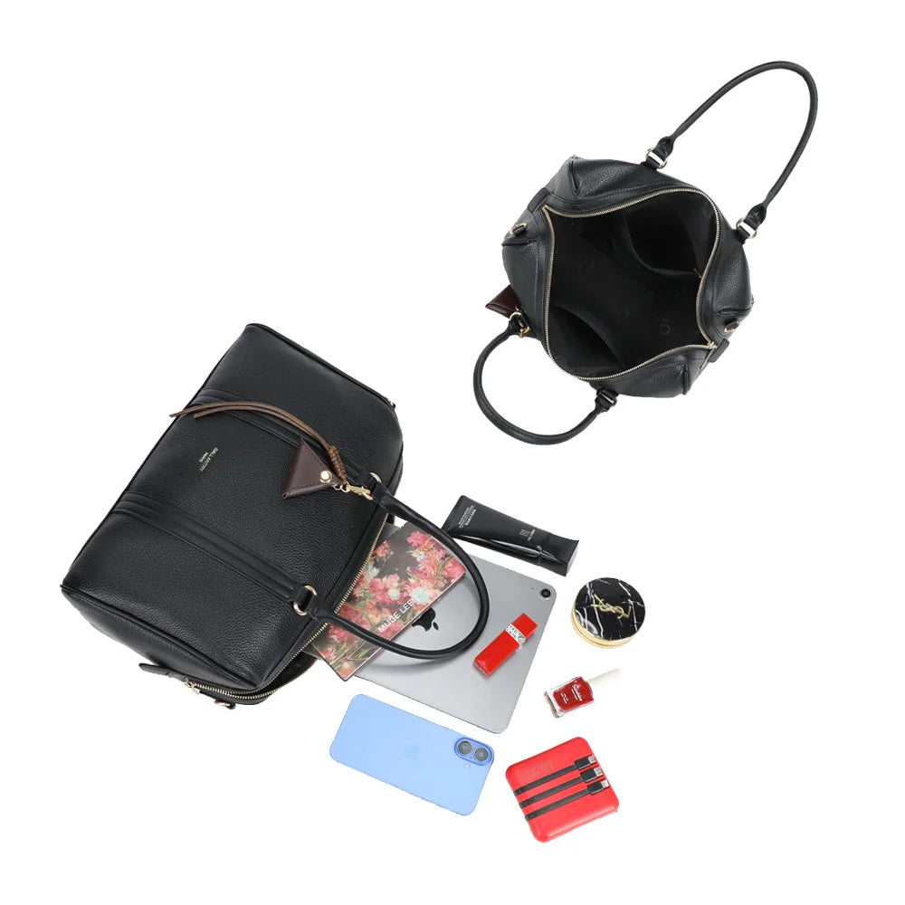 Weekender noir ouvert : grand compartiment zippé pour emporter tous vos essentiels – réf. OS-51002